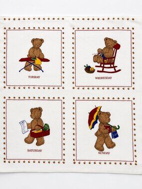 Cranston Print Works Teddy Bear Book Fabric Panel 36" x 44" Vintage Craft